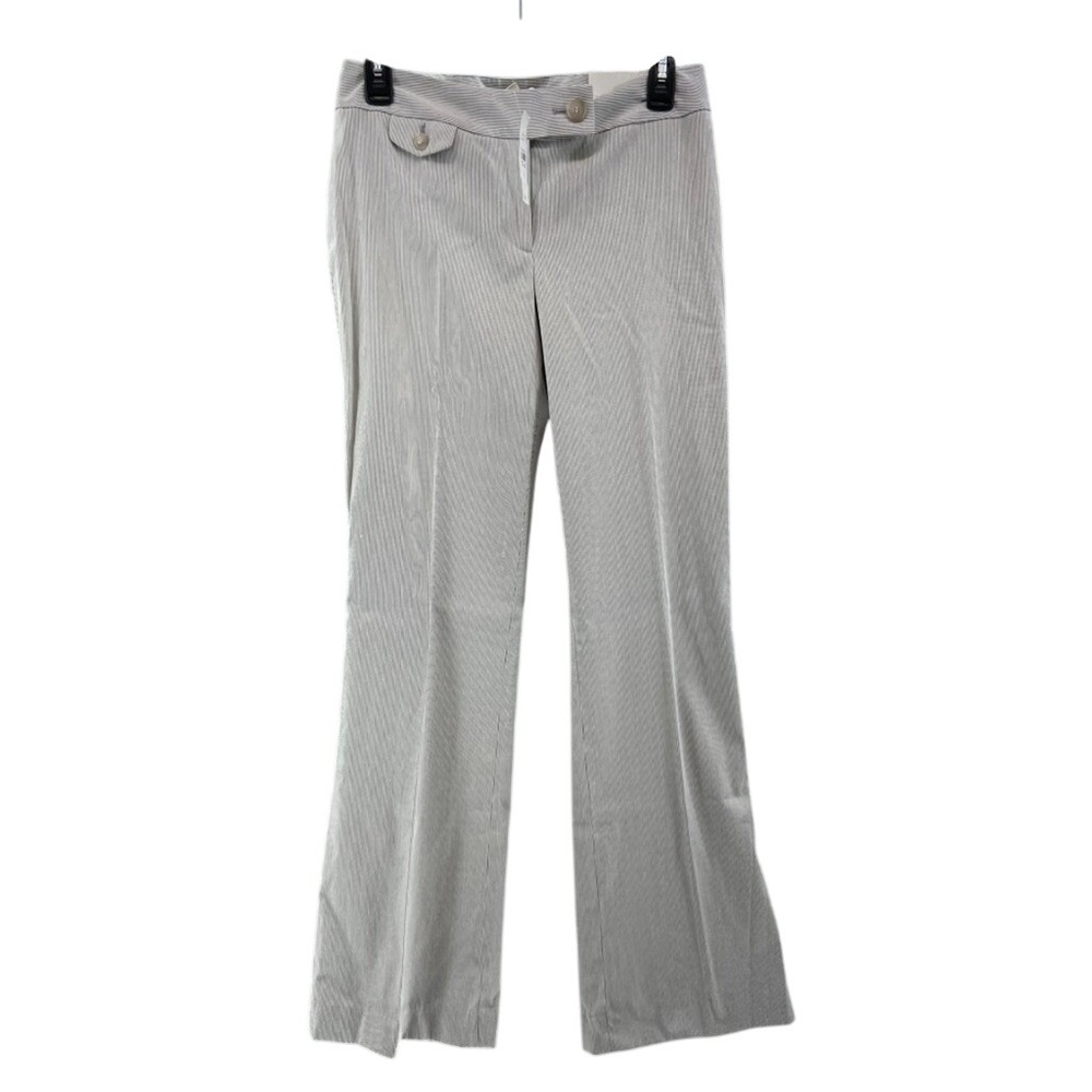 NWT Ann Taylor Loft Pants Women Sz 0 Julie Curvy Gray Pinstripe Bootcut Trousers